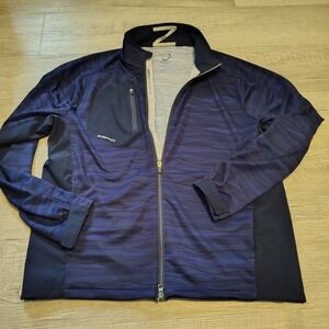 Zero Restriction Mens Navy Blue Wave Print Full Zip Golf Jacket Size Large